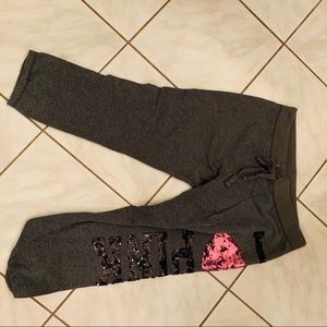 Pink cropped sweat pants